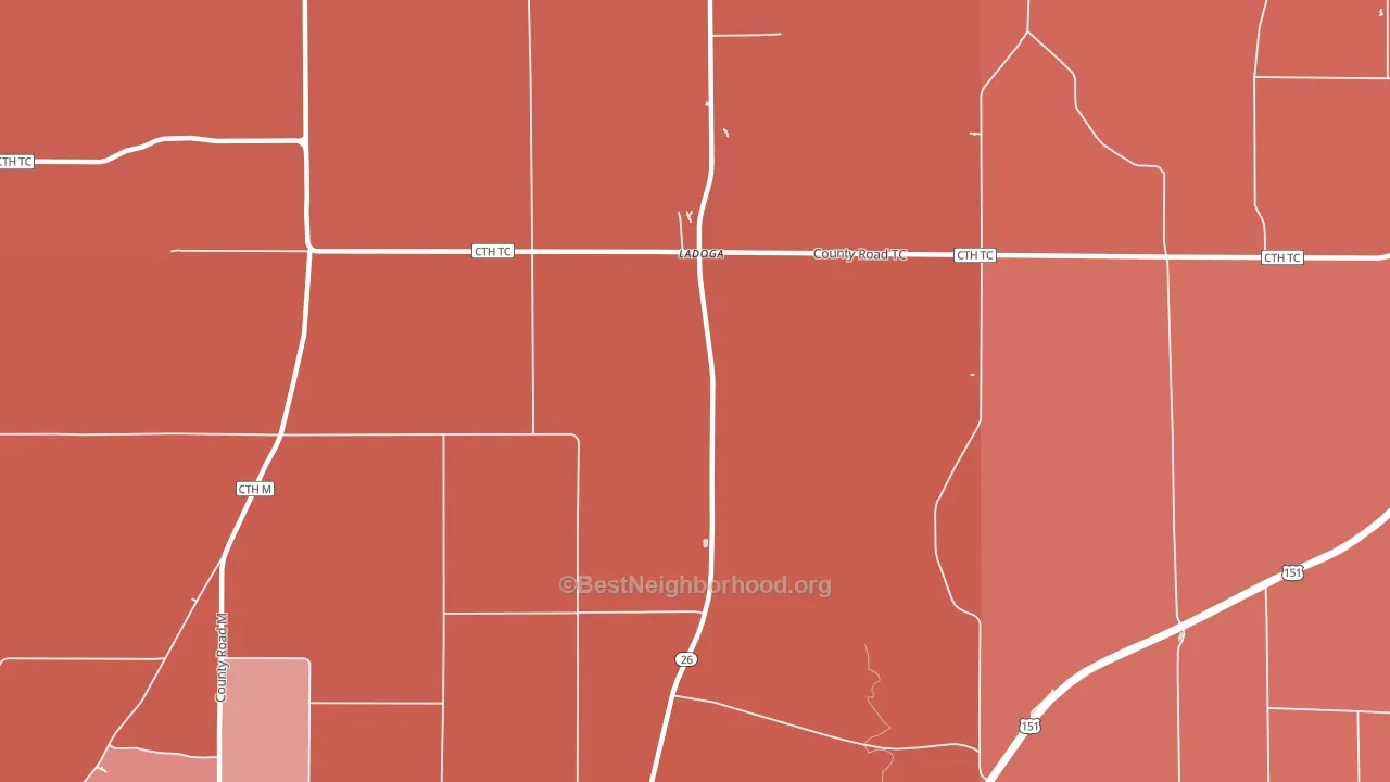 Ladoga, WI block-group political-lean map