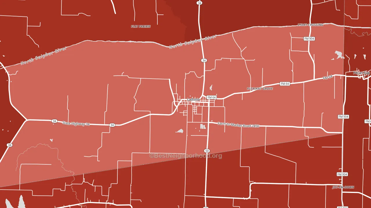 Ladonia, TX block-group political-lean map