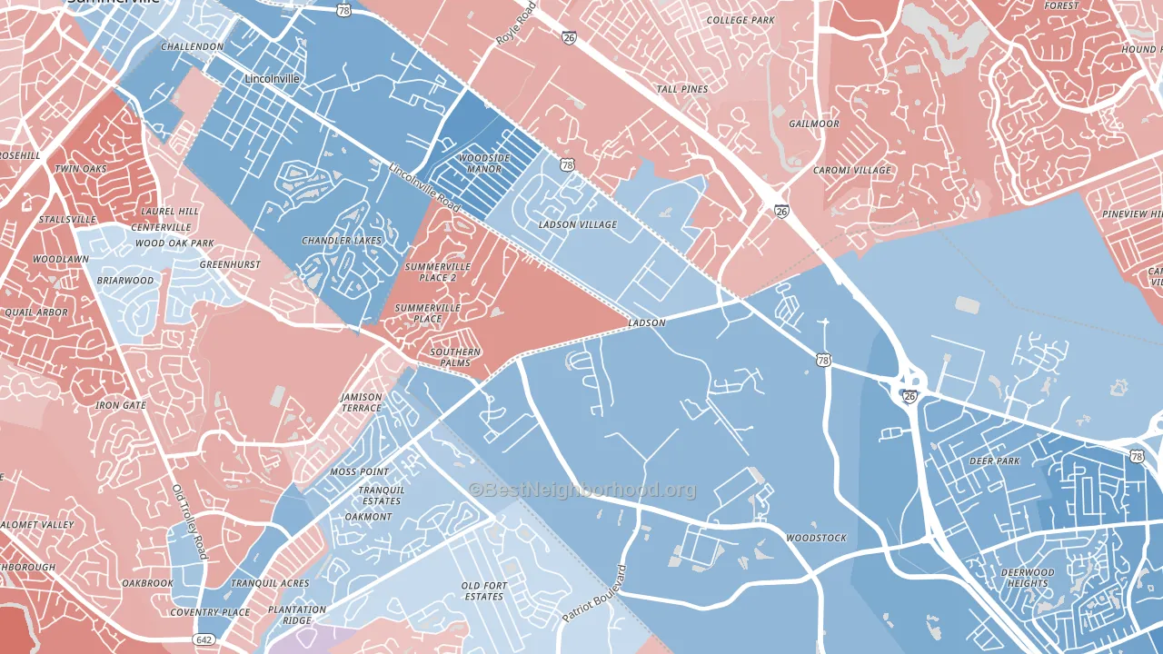Ladson, SC block-group political-lean map