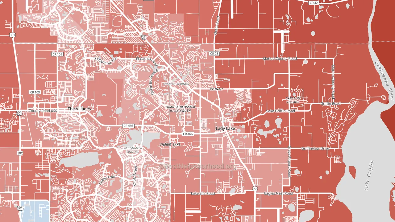 Lady Lake, FL block-group political-lean map