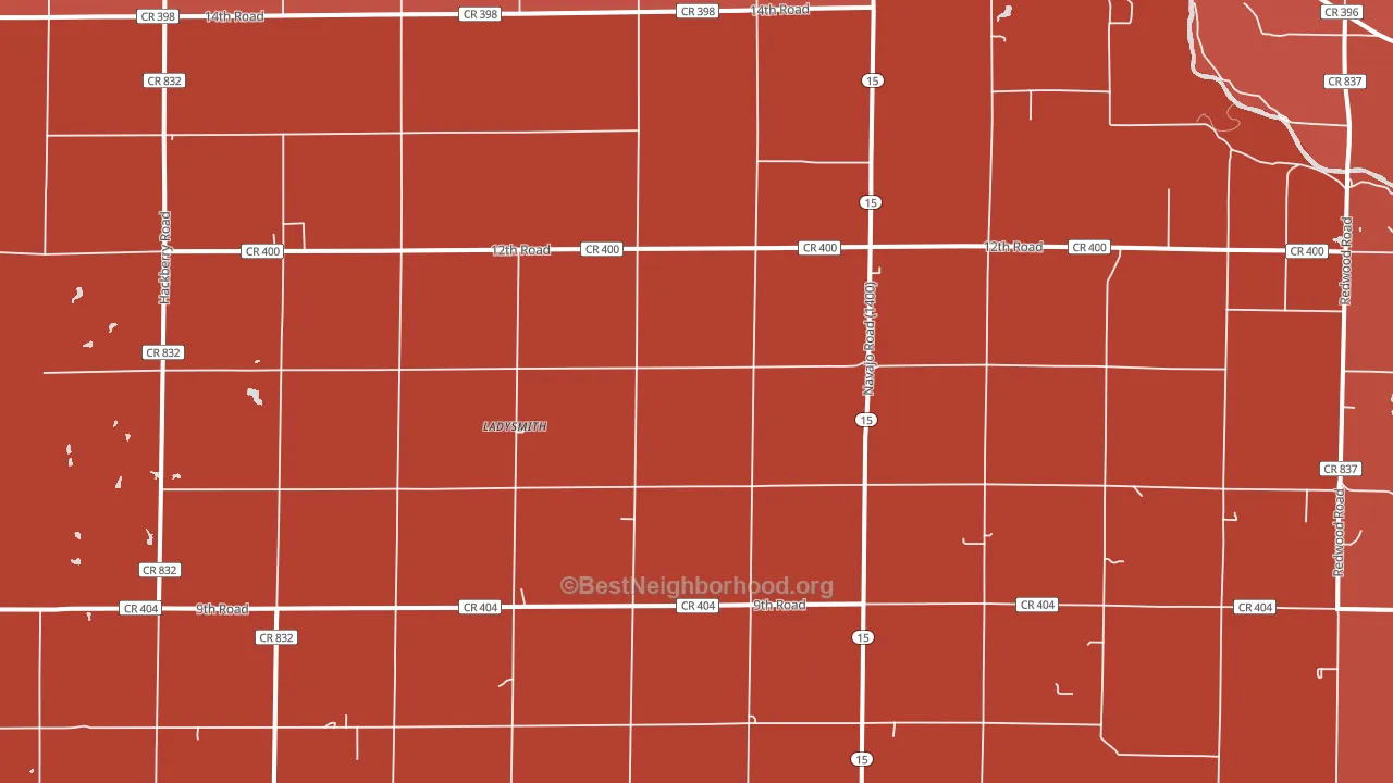 Ladysmith, KS block-group political-lean map