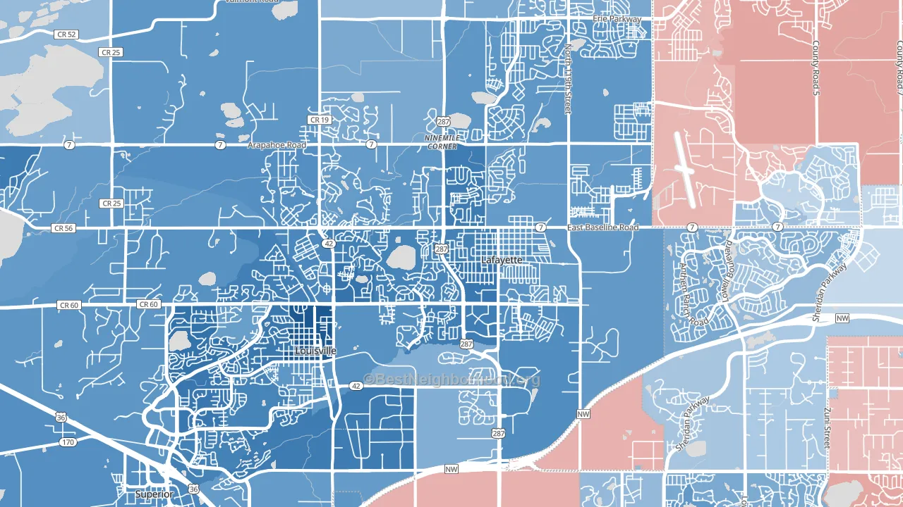 Lafayette, CO block-group political-lean map