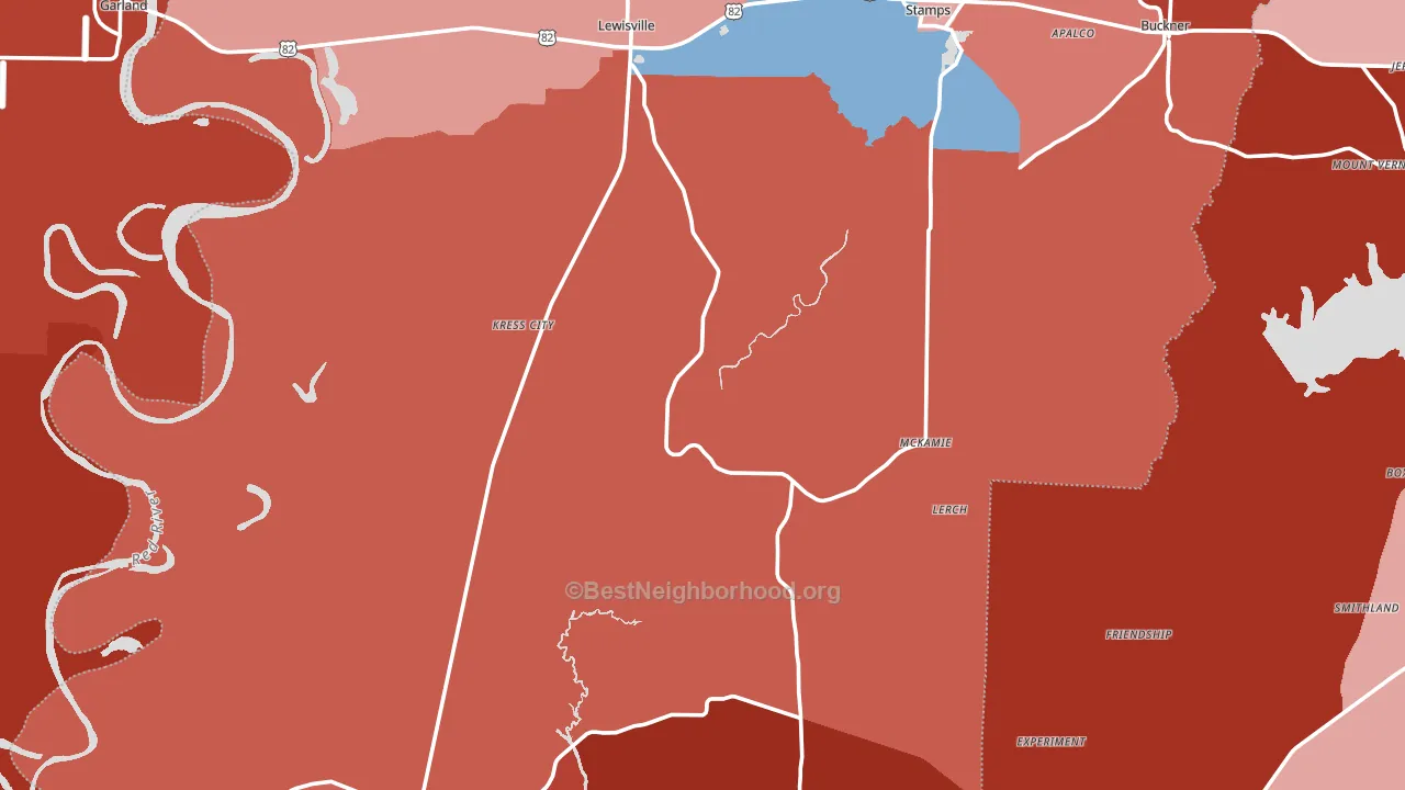 Lafayette County, AR block-group political-lean map