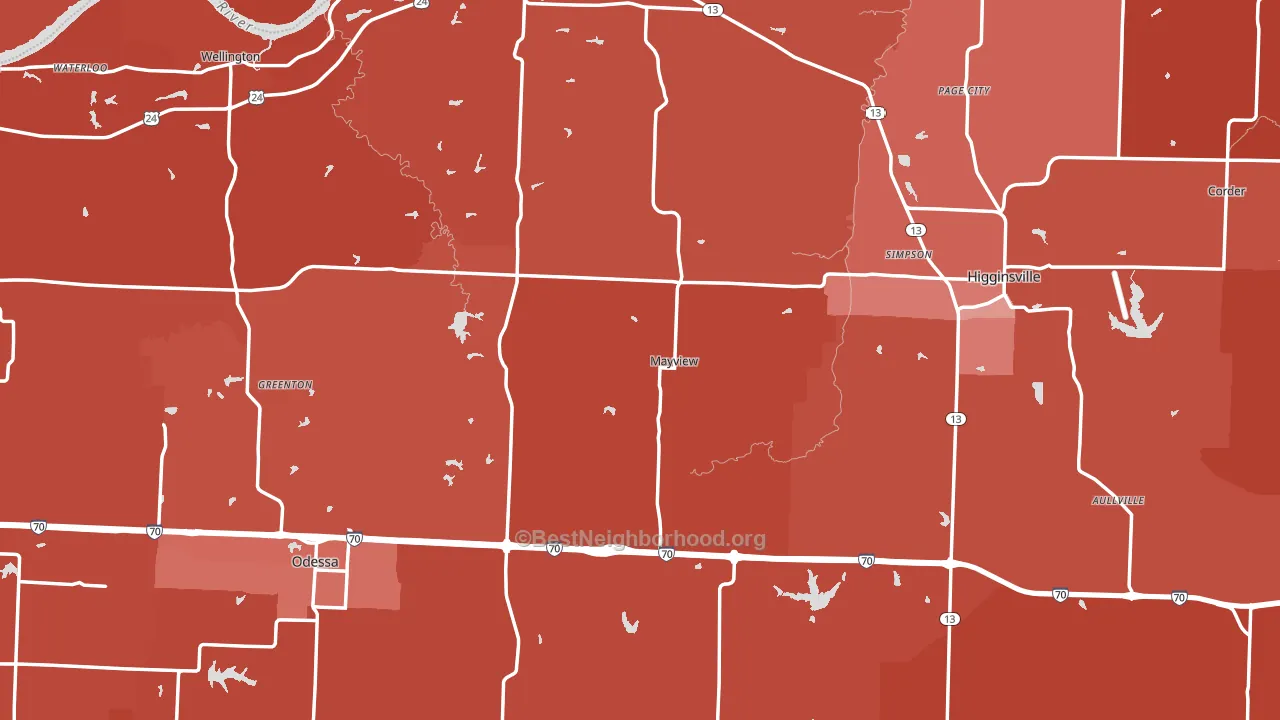 Lafayette County, MO block-group political-lean map