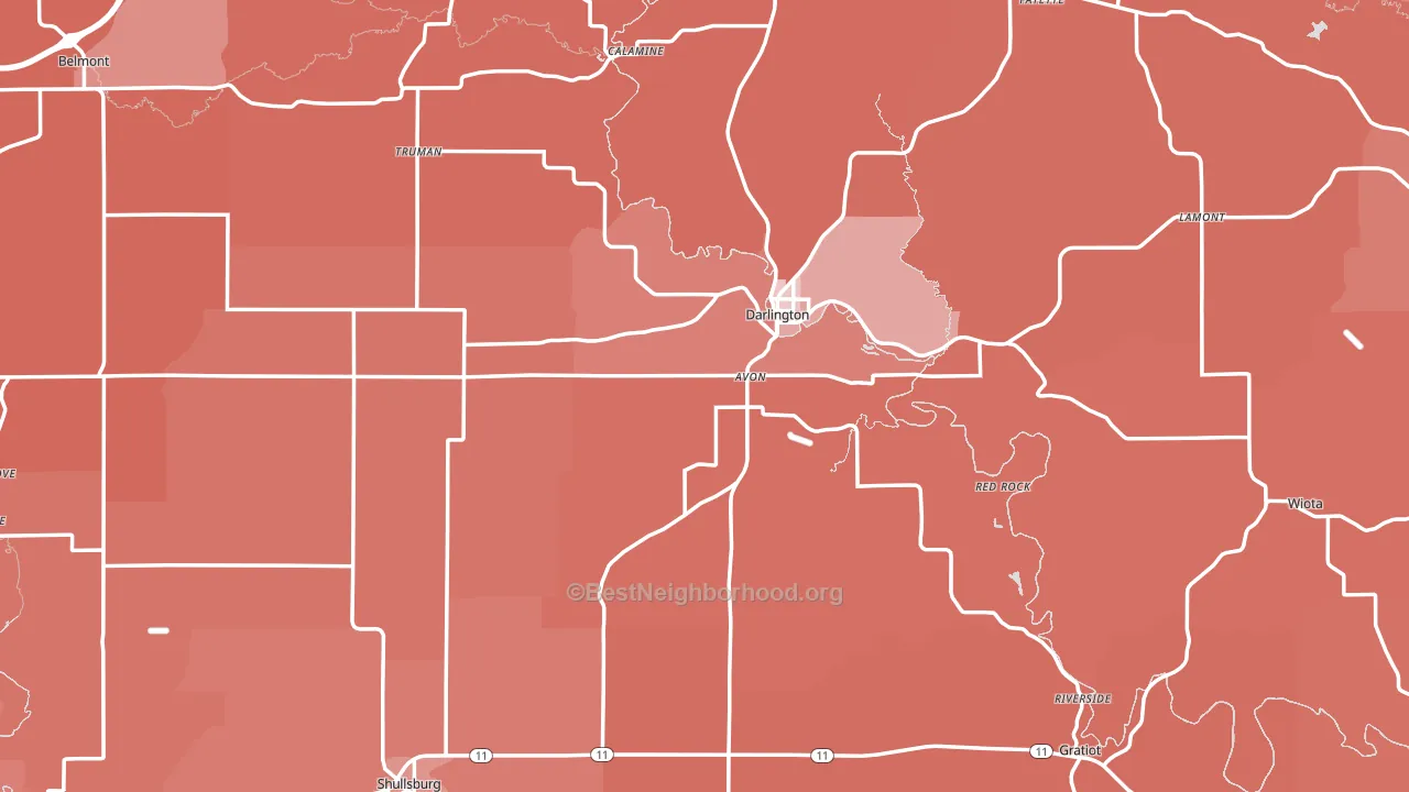 Lafayette County, WI block-group political-lean map