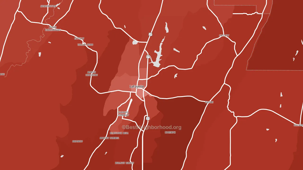 Lafayette, GA block-group political-lean map
