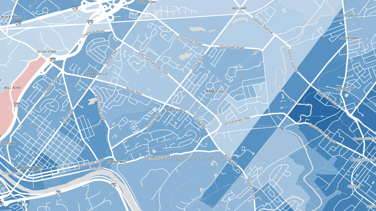 Lafayette Hill, PA block-group political-lean map