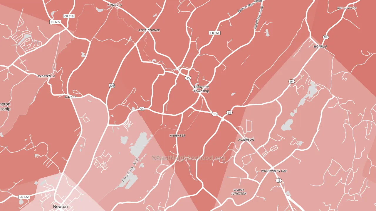 Lafayette, NJ block-group political-lean map