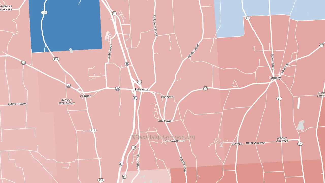 Lafayette, NY block-group political-lean map