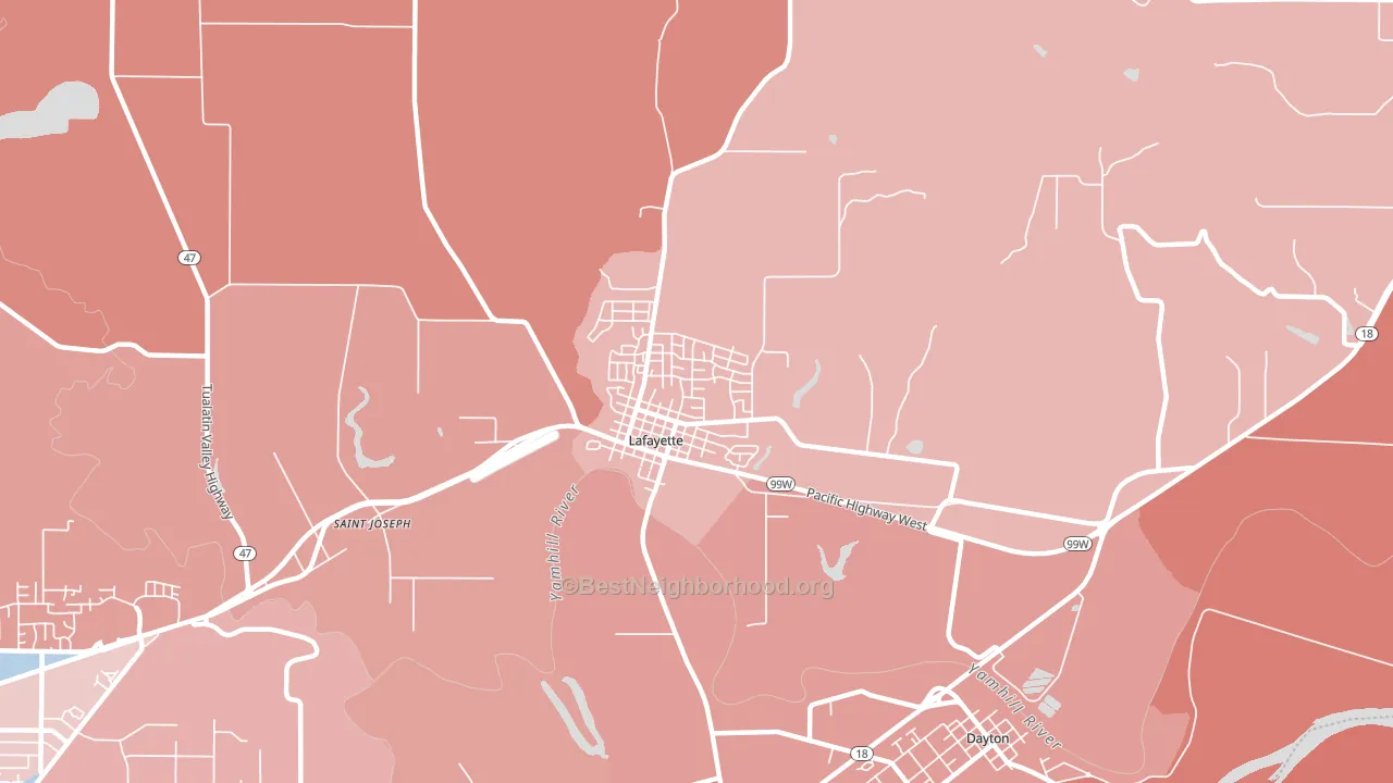 Lafayette, OR block-group political-lean map