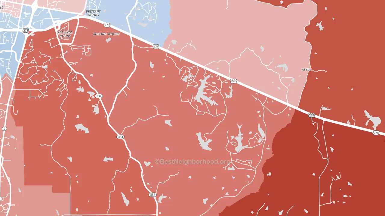 Lafayette Springs, MS block-group political-lean map
