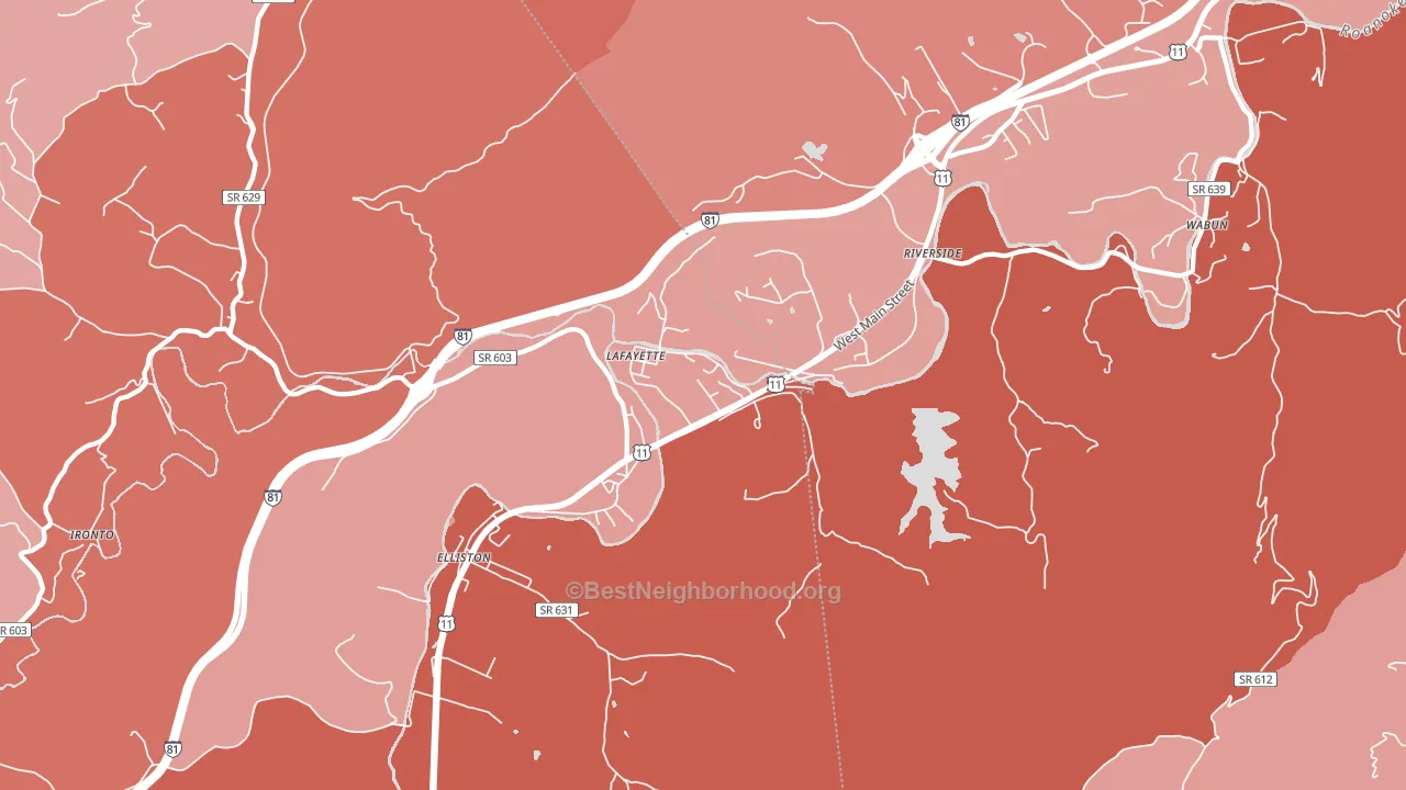 Lafayette, VA block-group political-lean map