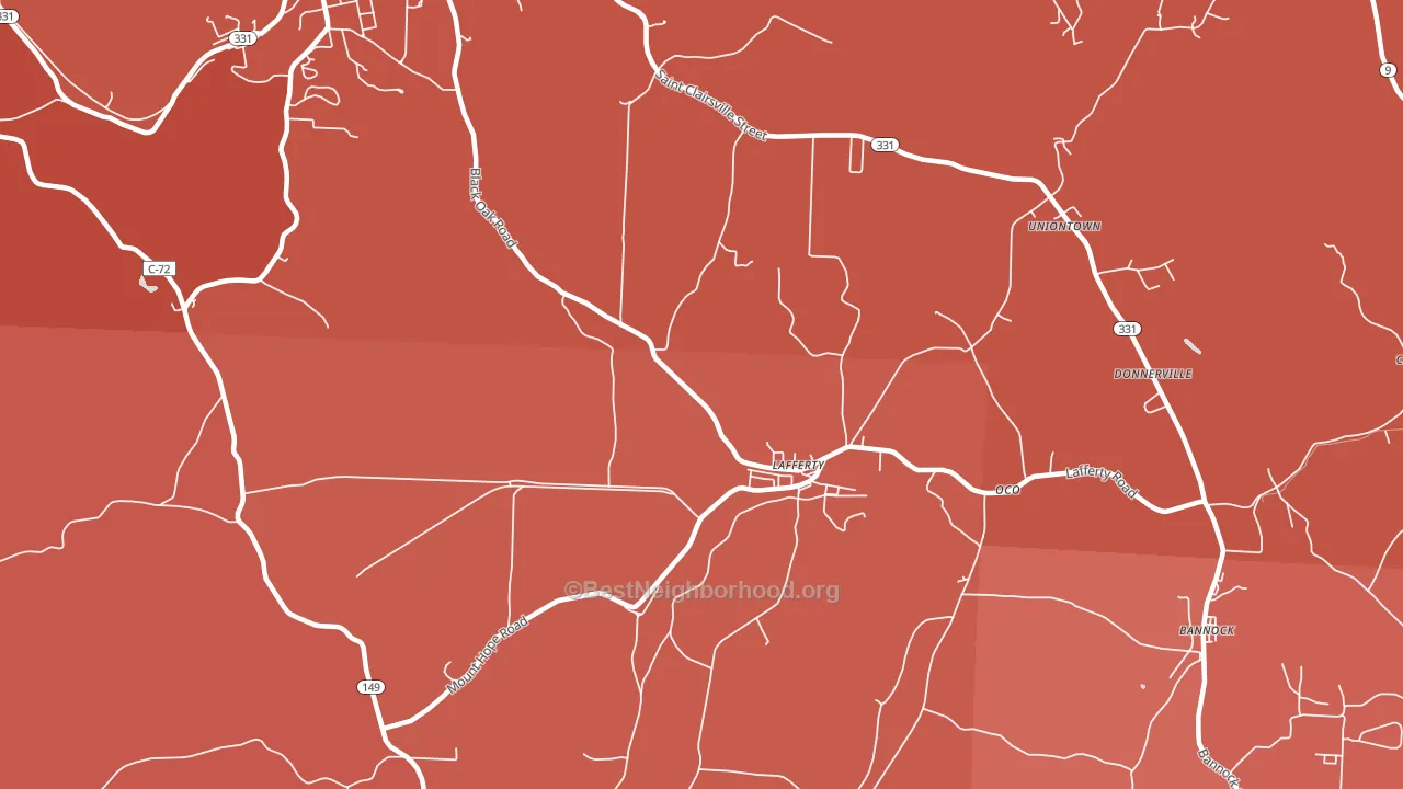 Lafferty, OH block-group political-lean map