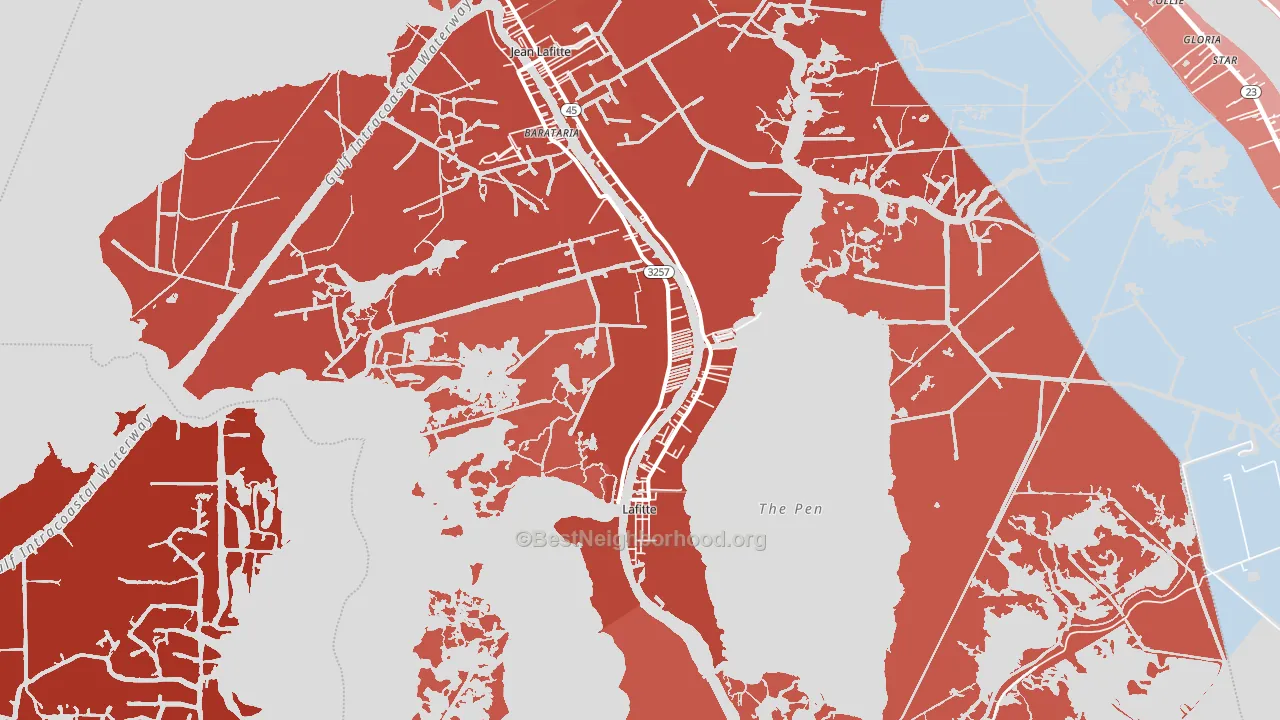 Lafitte, LA block-group political-lean map