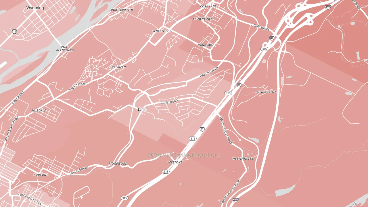 Laflin, PA block-group political-lean map