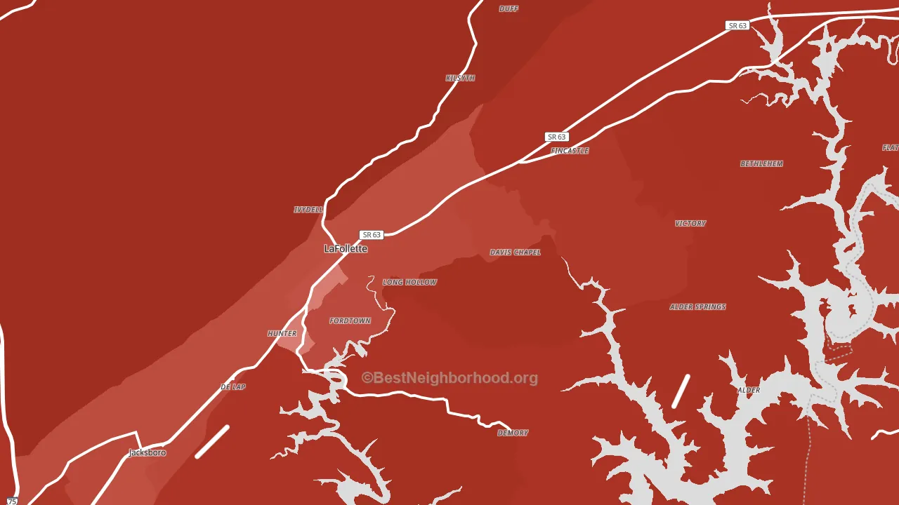 Lafollette, TN block-group political-lean map