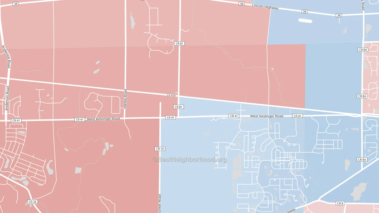 Lafox, IL block-group political-lean map