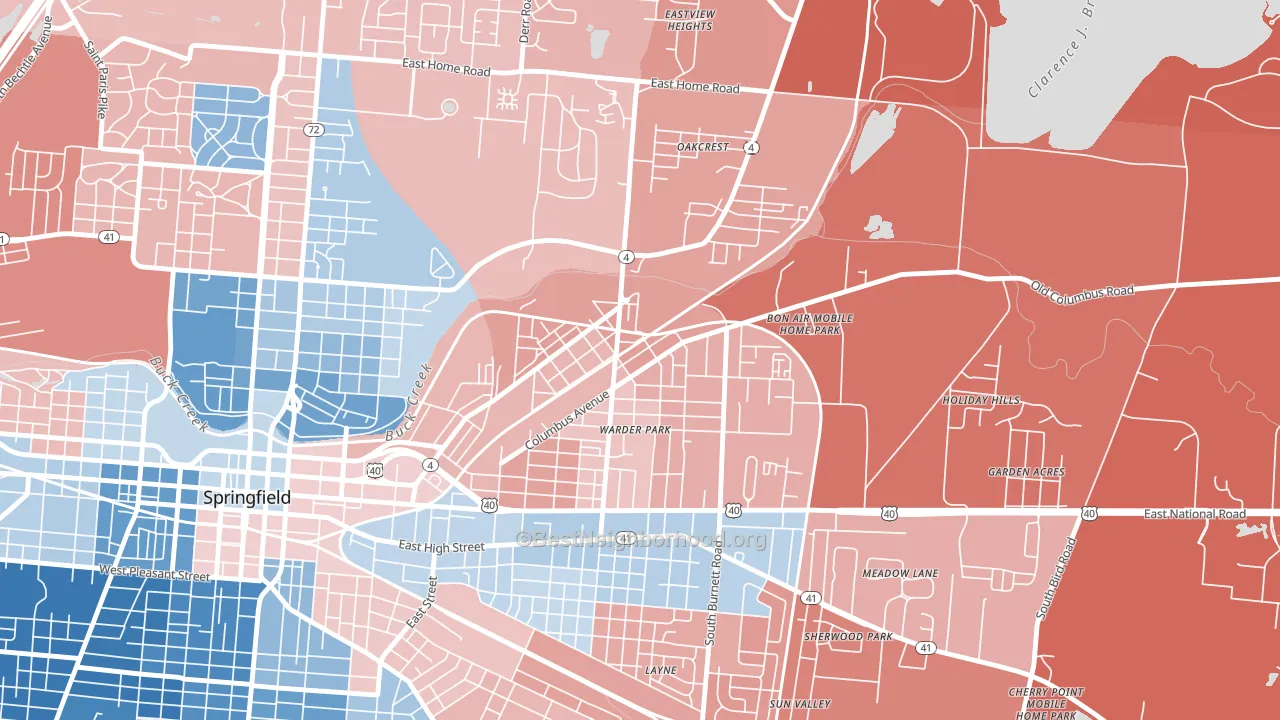 Lagonda, Springfield, OH block-group political-lean map