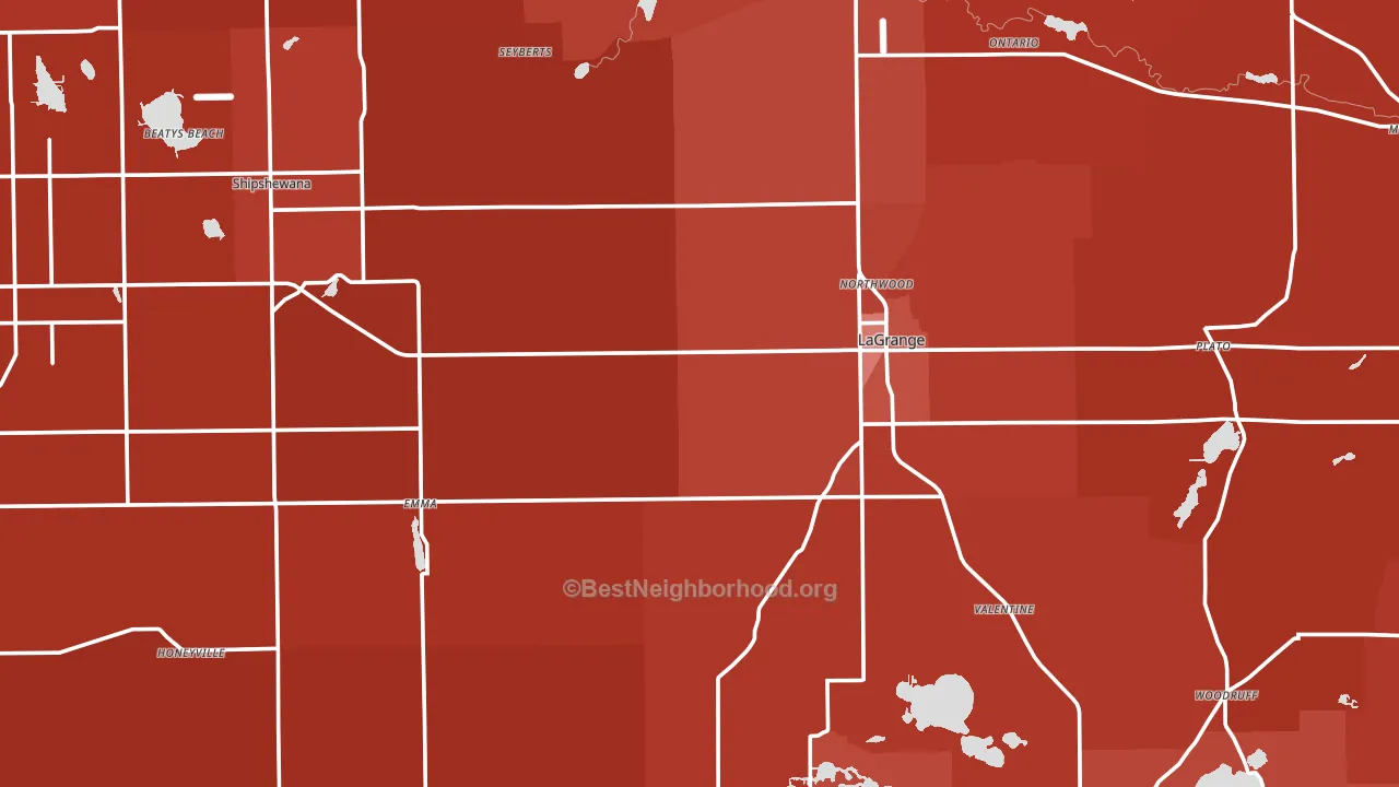 LaGrange County, IN block-group political-lean map