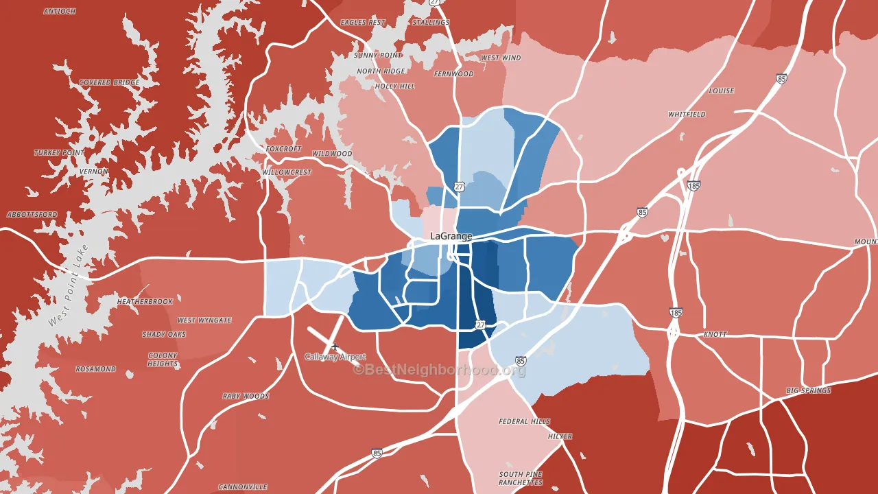 Lagrange, GA block-group political-lean map