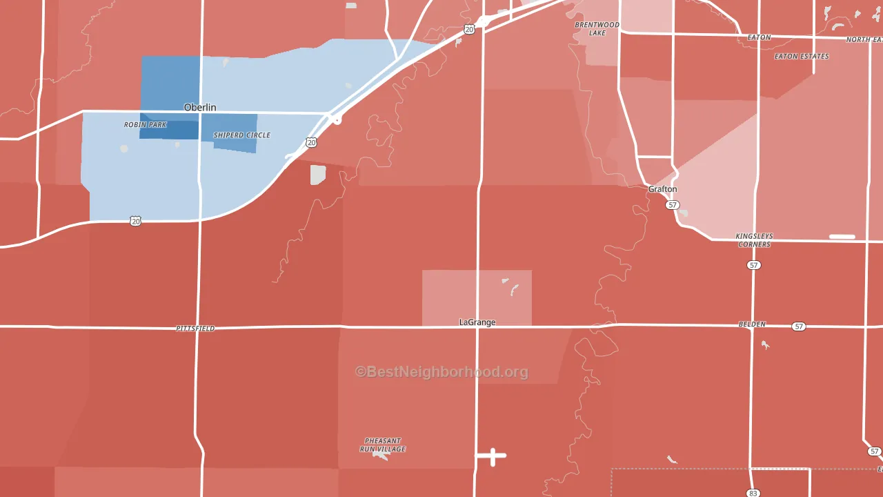 Lagrange, OH block-group political-lean map