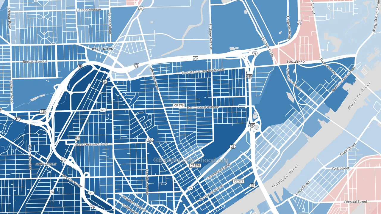 LaGrange, Toledo, OH block-group political-lean map