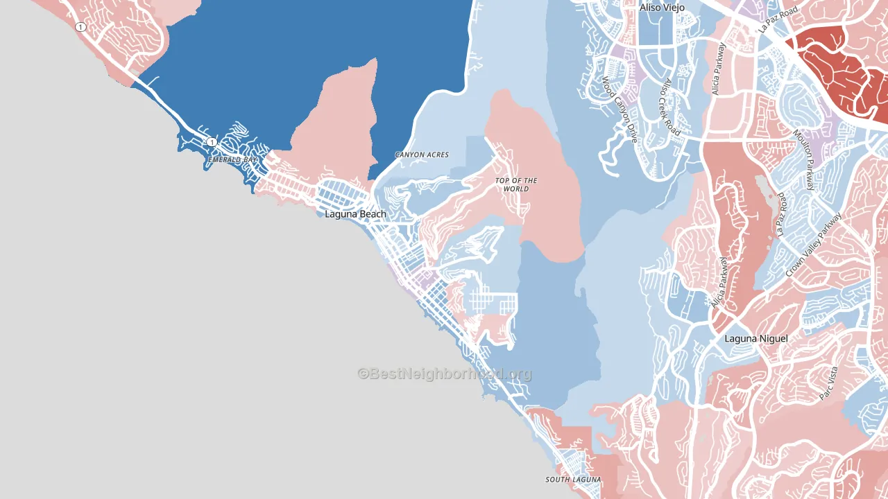 Laguna Beach, CA block-group political-lean map