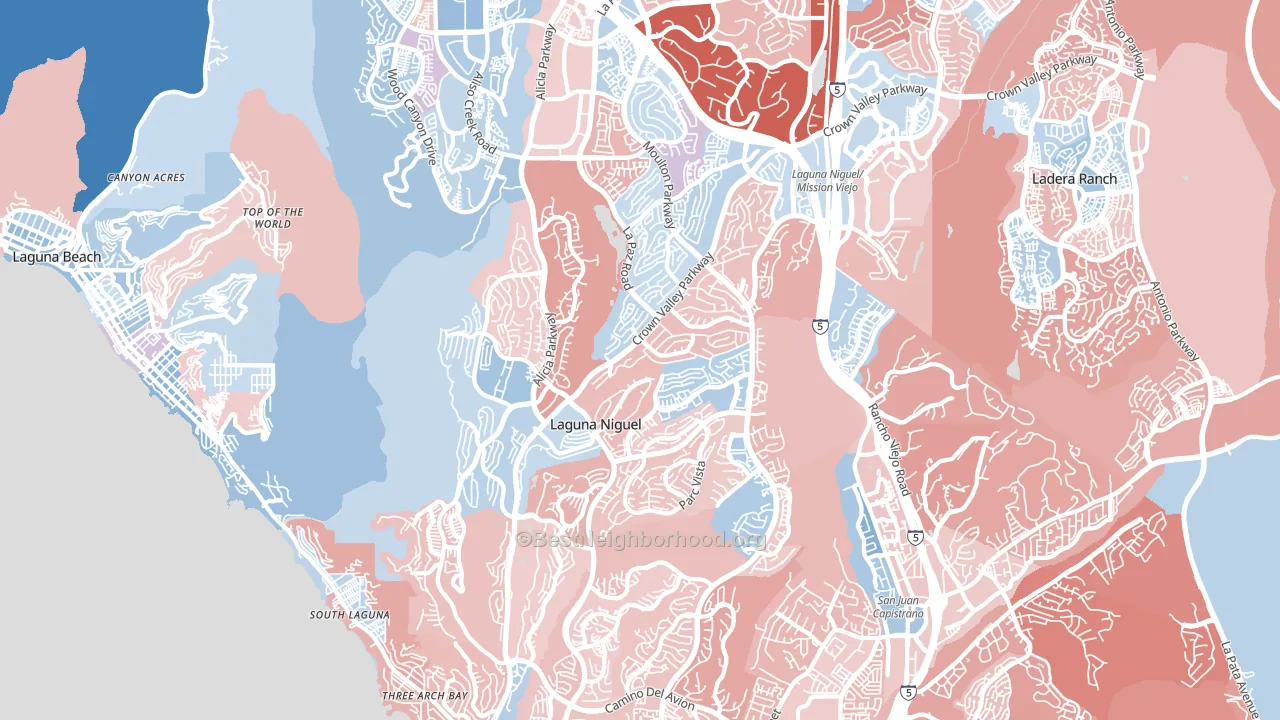 Laguna Niguel, CA block-group political-lean map