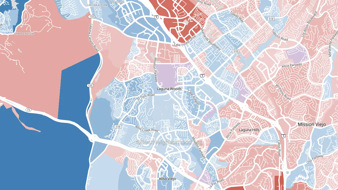 Laguna Woods, CA block-group political-lean map