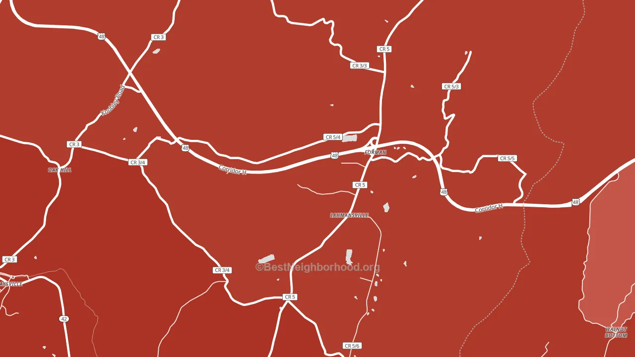 Lahmansville, WV block-group political-lean map
