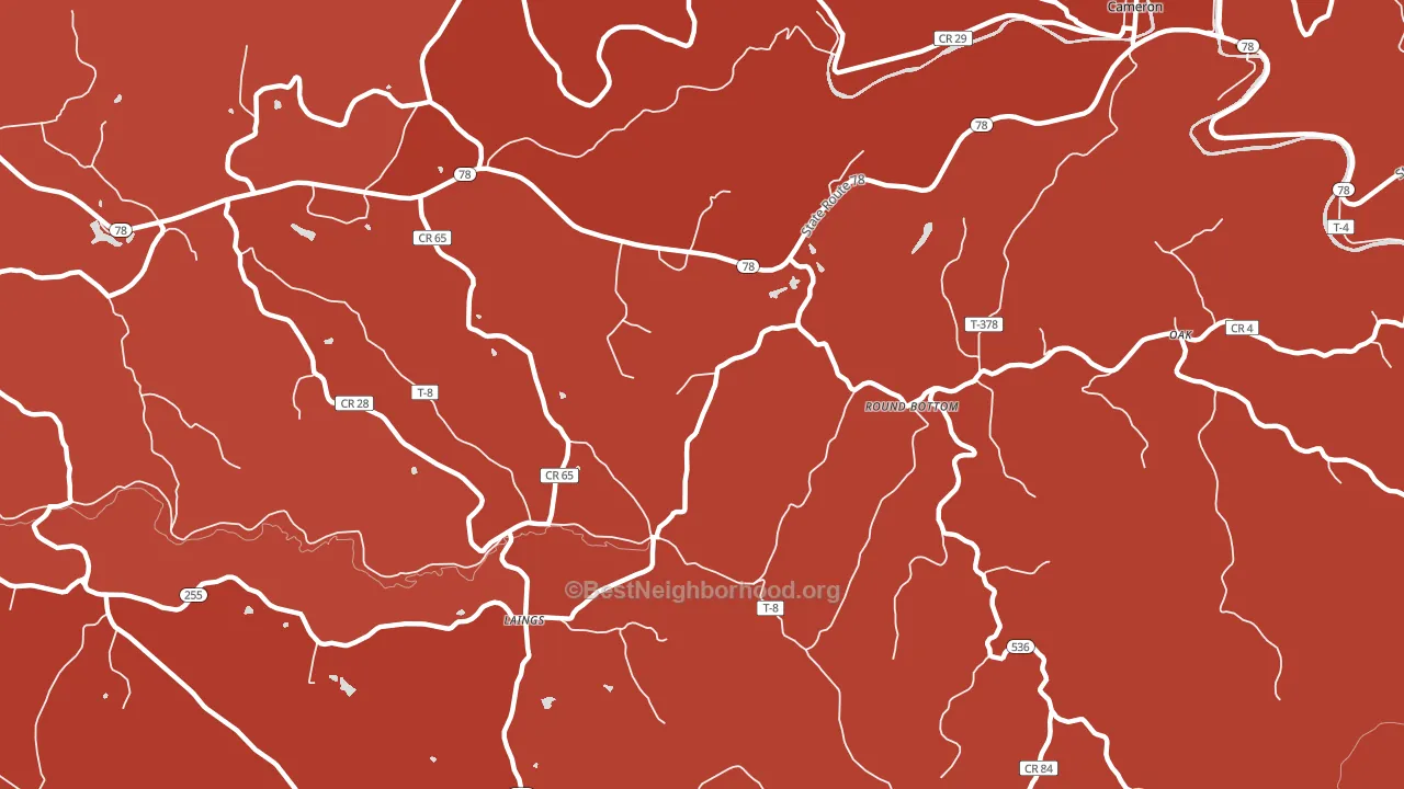 Laings, OH block-group political-lean map