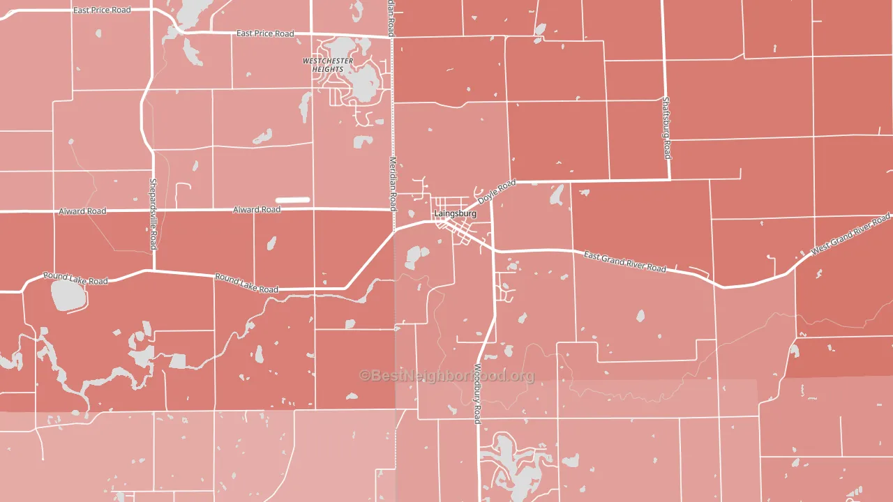 Laingsburg, MI block-group political-lean map