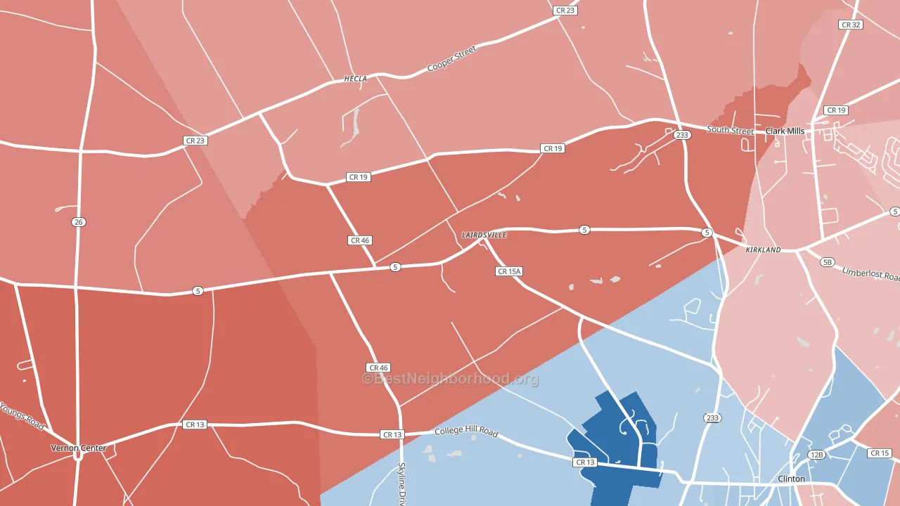 Lairdsville, NY block-group political-lean map