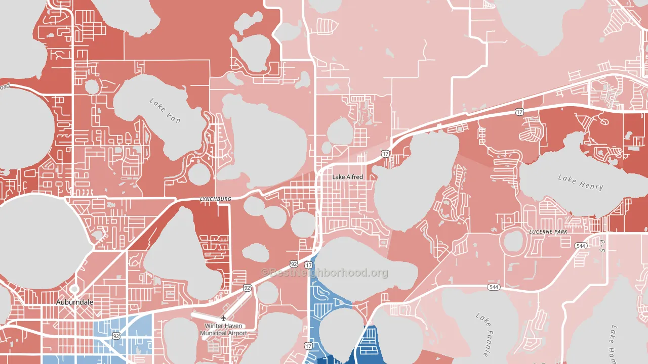 Lake Alfred, FL block-group political-lean map