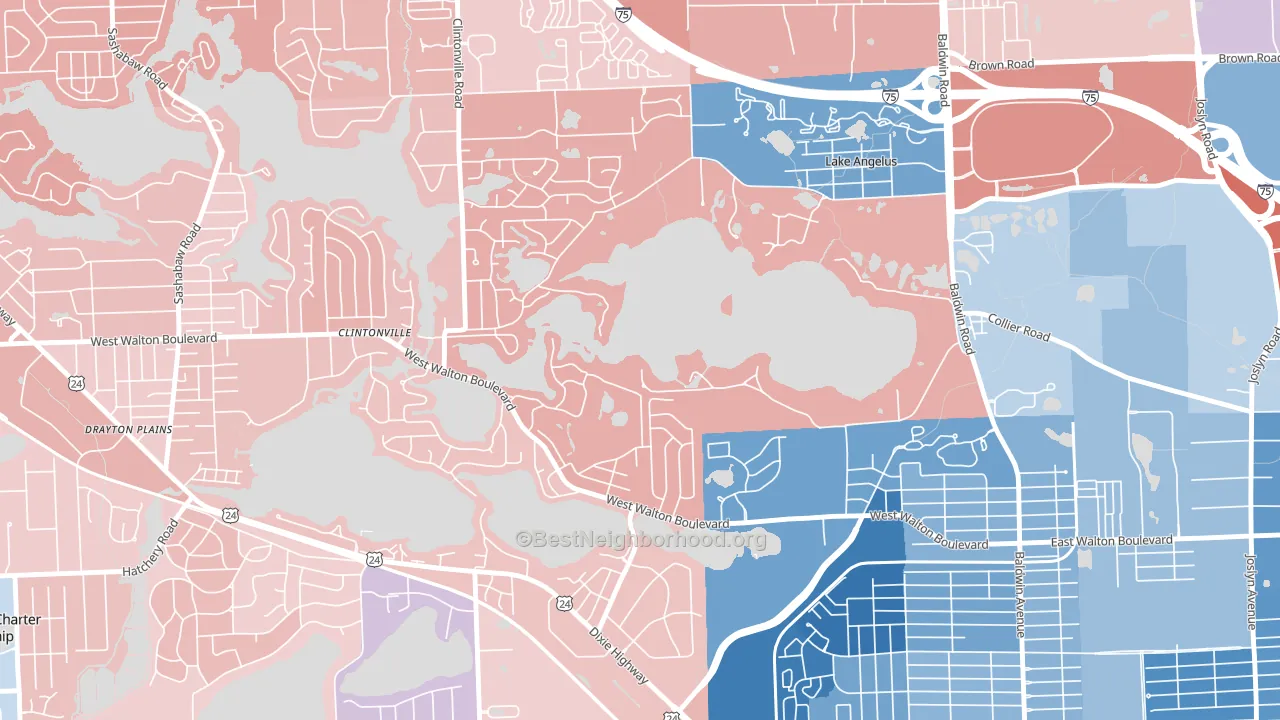 Lake Angelus, MI block-group political-lean map