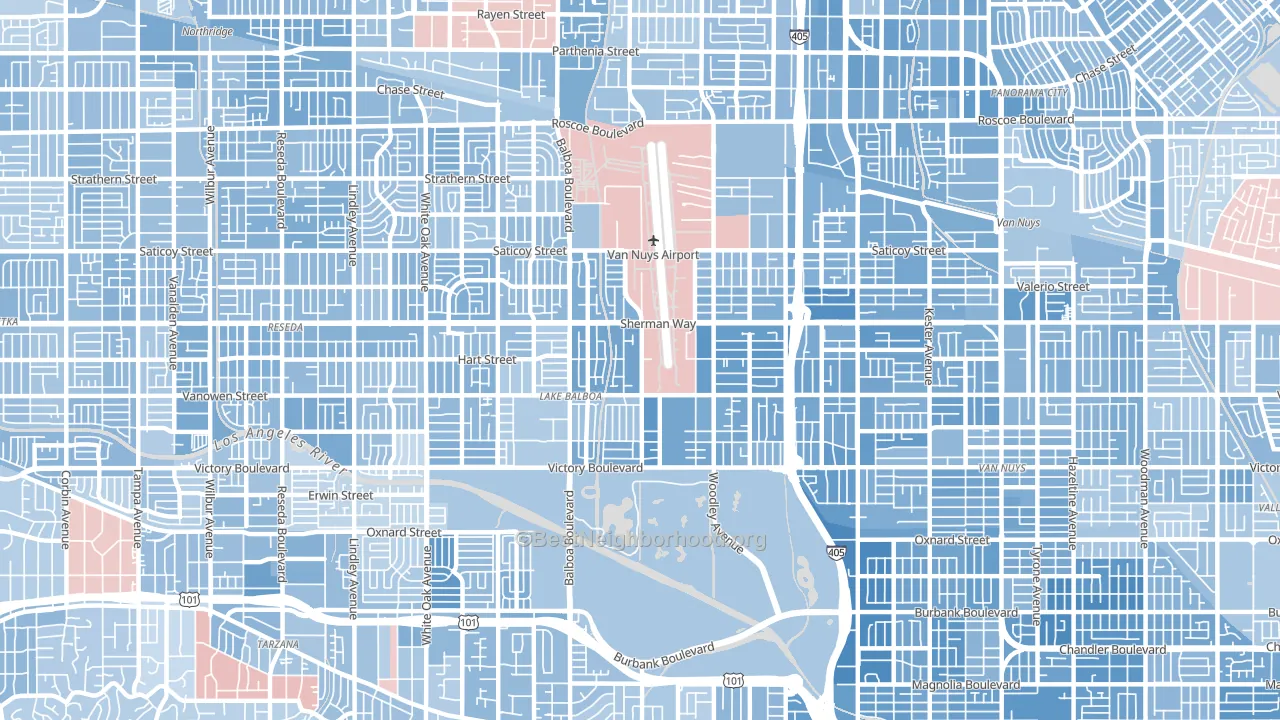 Lake Balboa, Van Nuys, CA block-group political-lean map