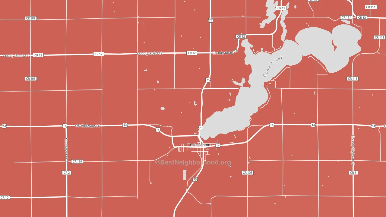 Lake Benton, MN block-group political-lean map
