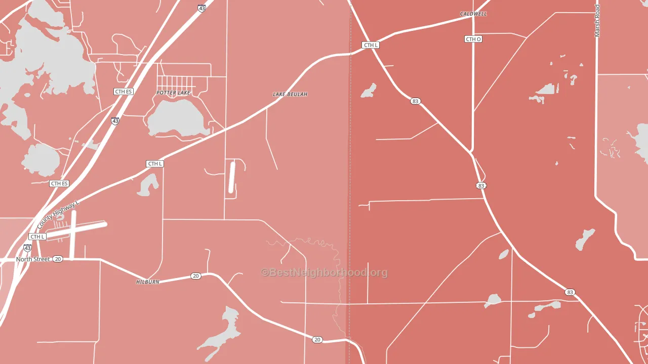Lake Beulah, WI block-group political-lean map