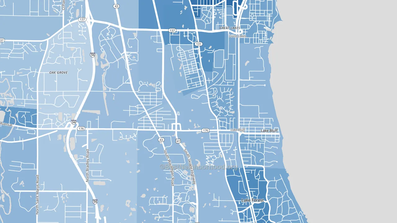 Lake Bluff, IL block-group political-lean map
