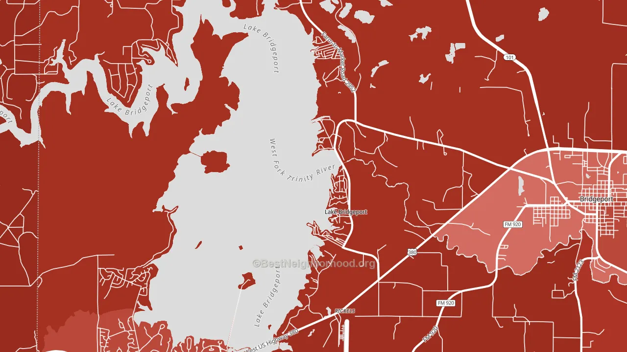 Lake Bridgeport, TX block-group political-lean map