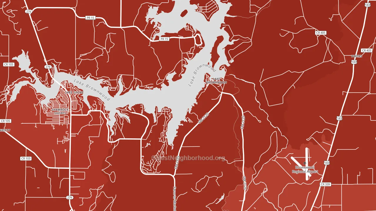 Lake Brownwood, TX block-group political-lean map