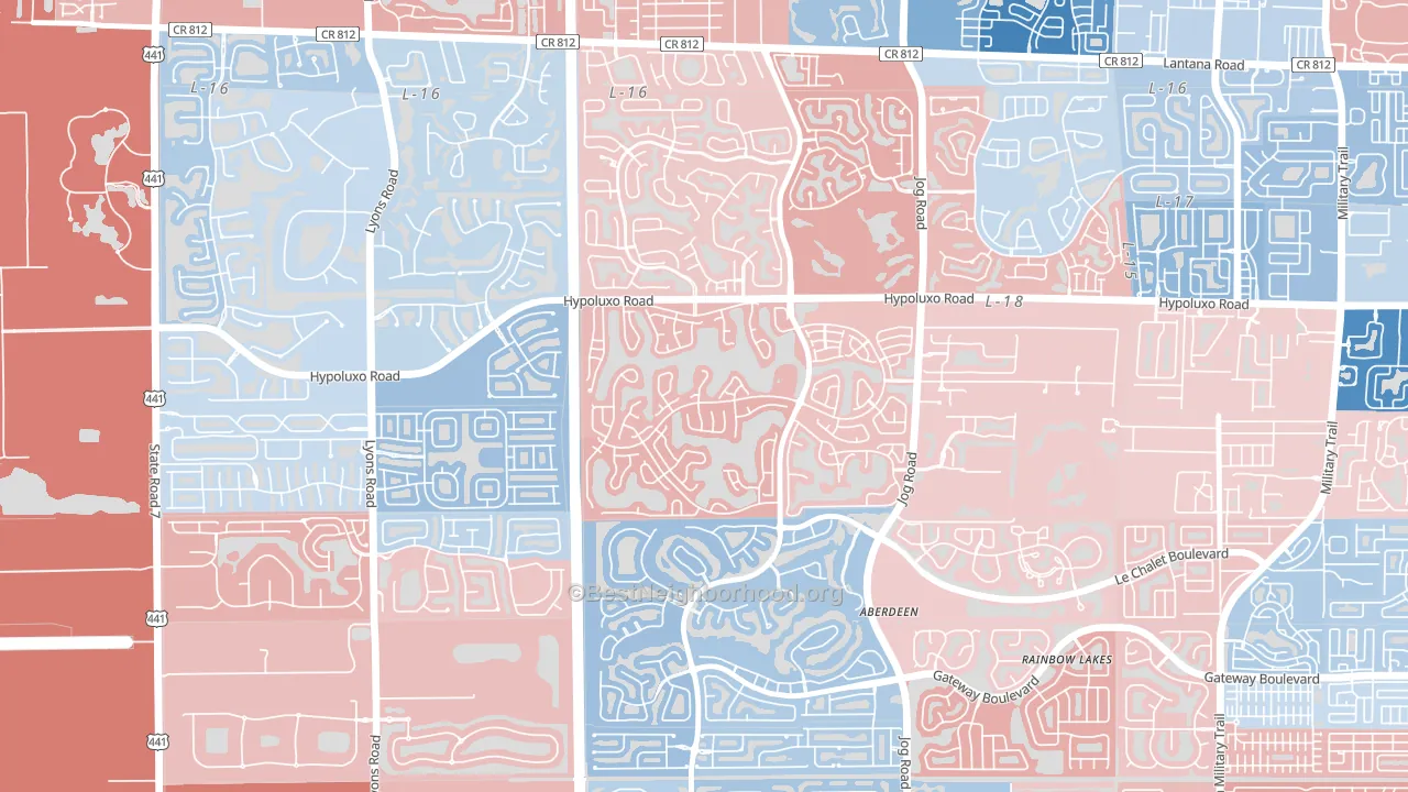 Lake Charleston, Lake Worth, FL block-group political-lean map