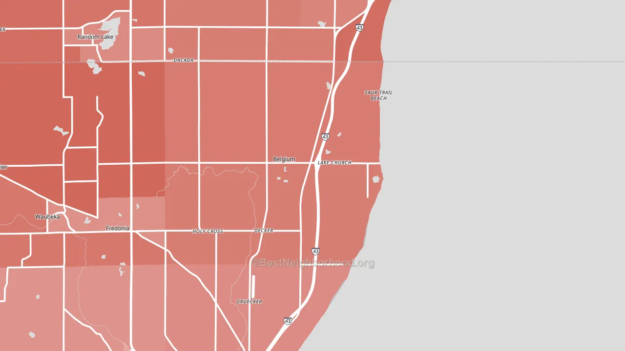 Lake Church, WI block-group political-lean map