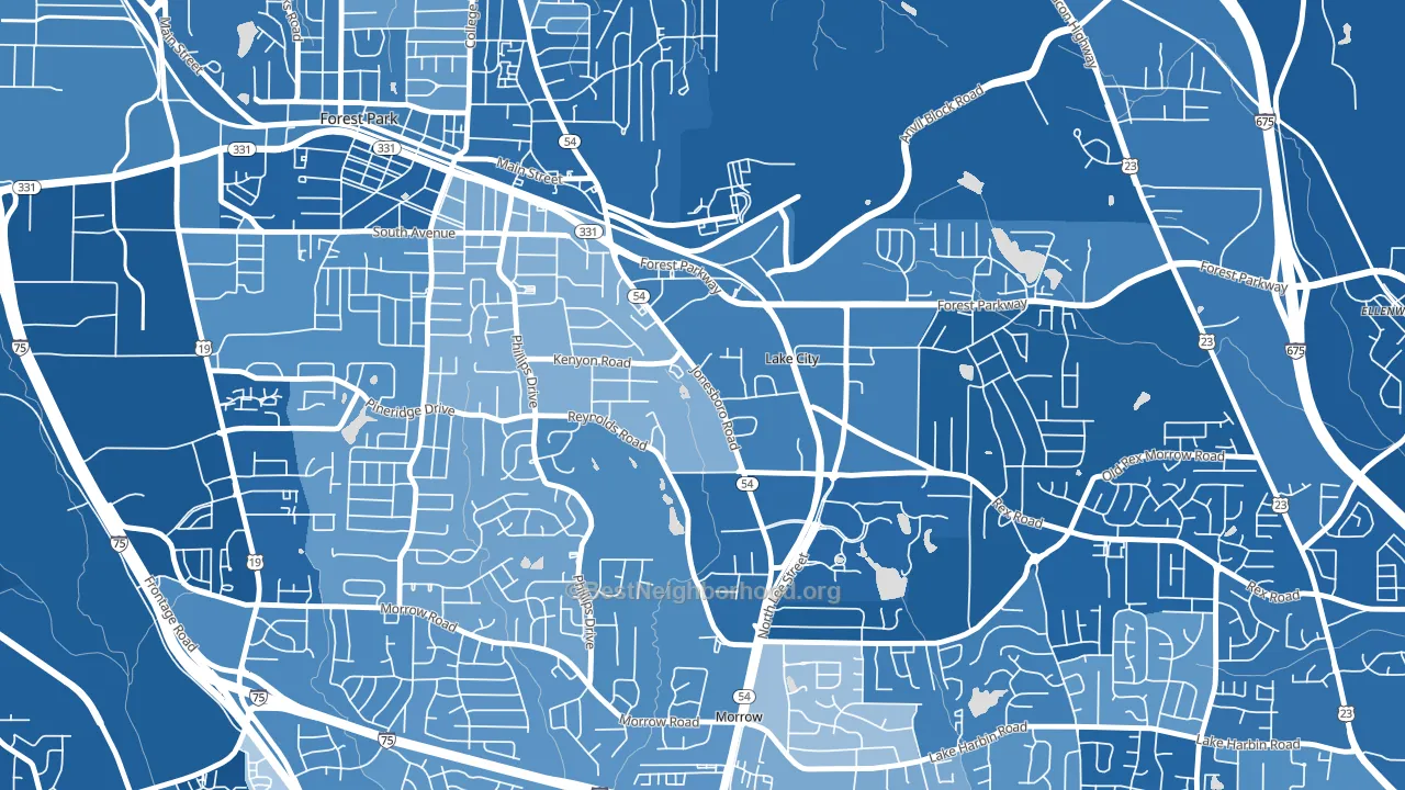 Lake City, GA block-group political-lean map
