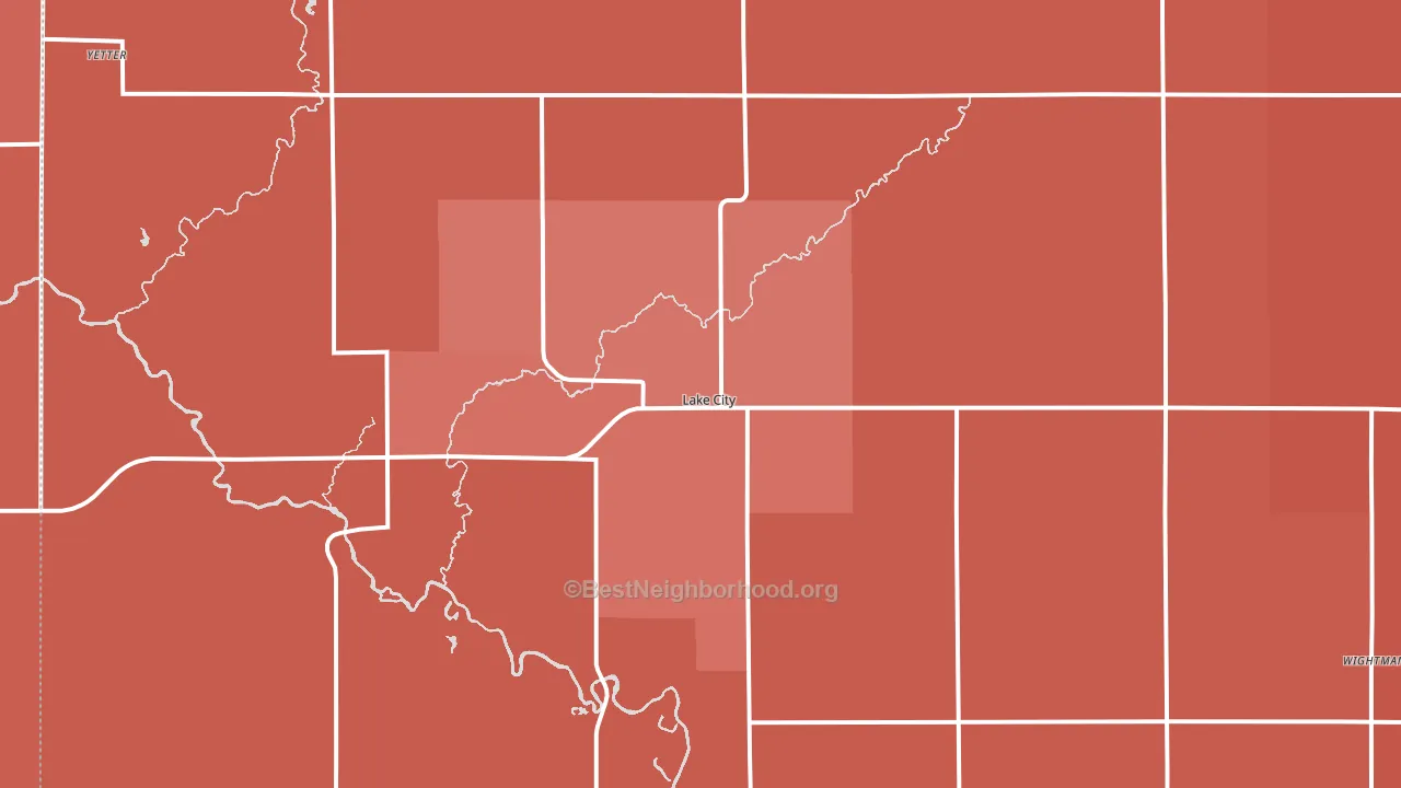Lake City, IA block-group political-lean map
