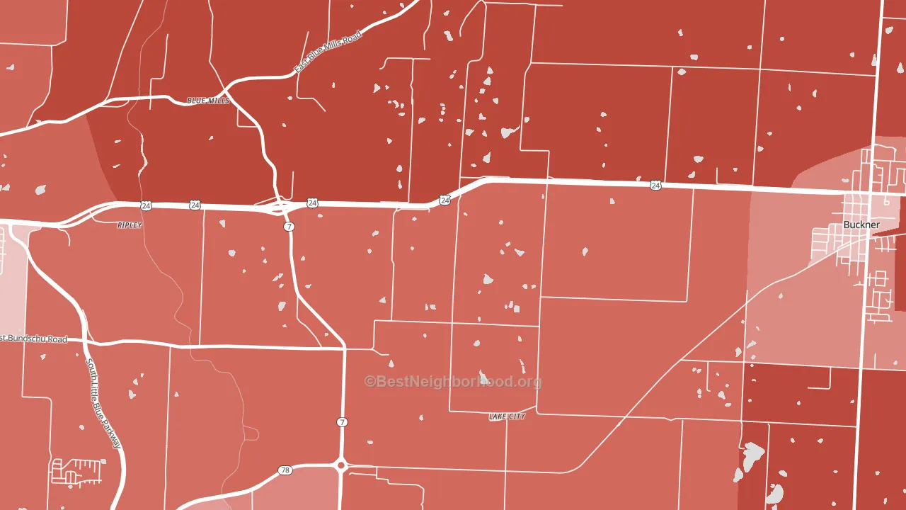 Lake City, MO block-group political-lean map