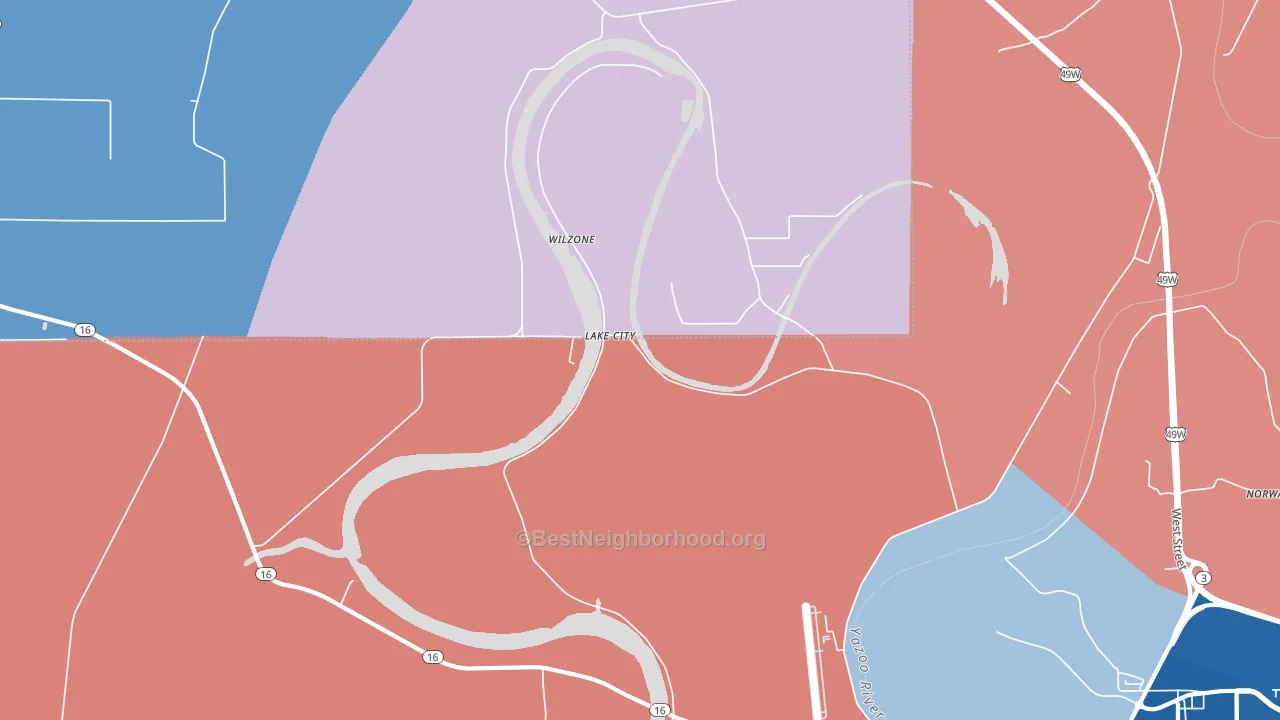 Lake City, MS block-group political-lean map