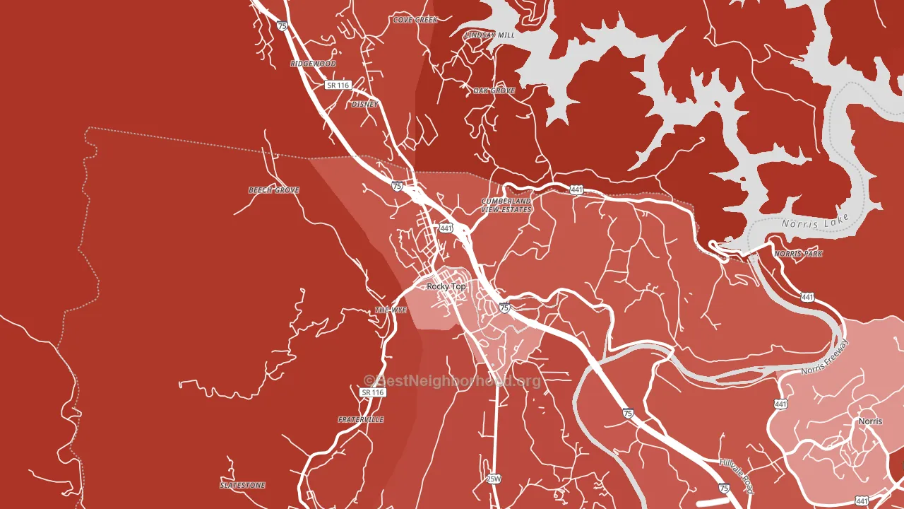 Lake City, TN block-group political-lean map