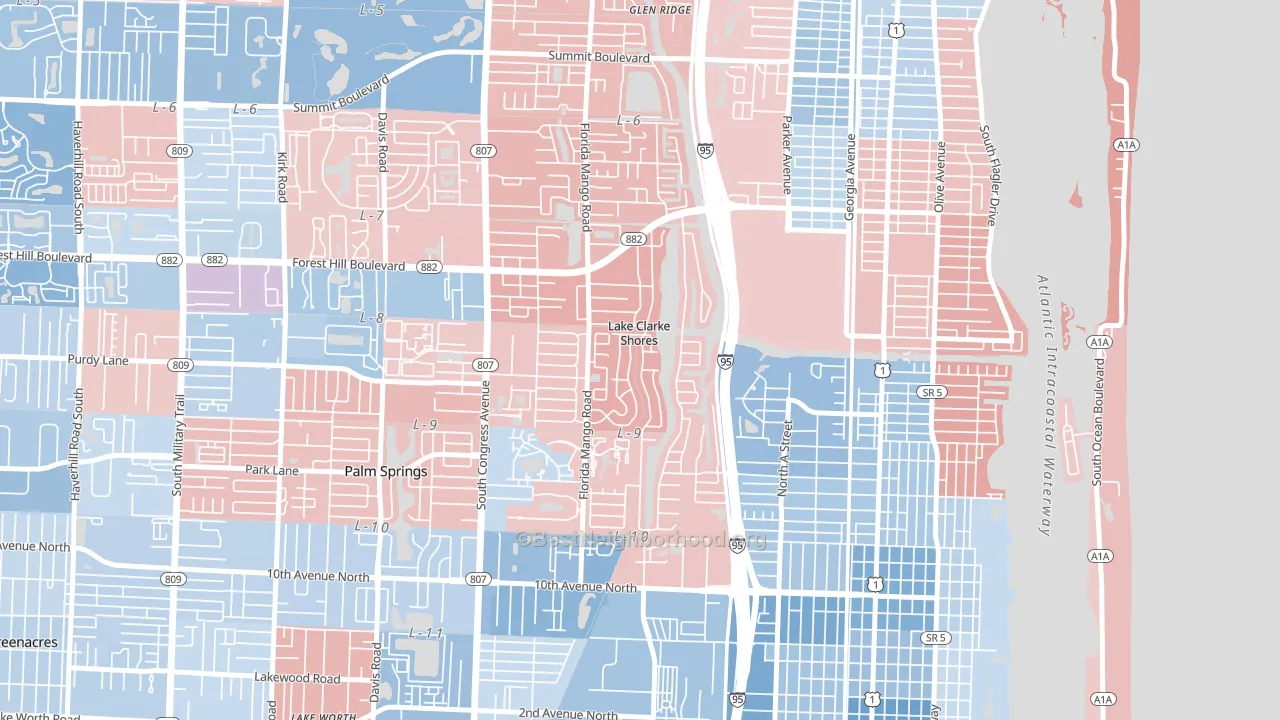 Lake Clarke Shores, FL block-group political-lean map