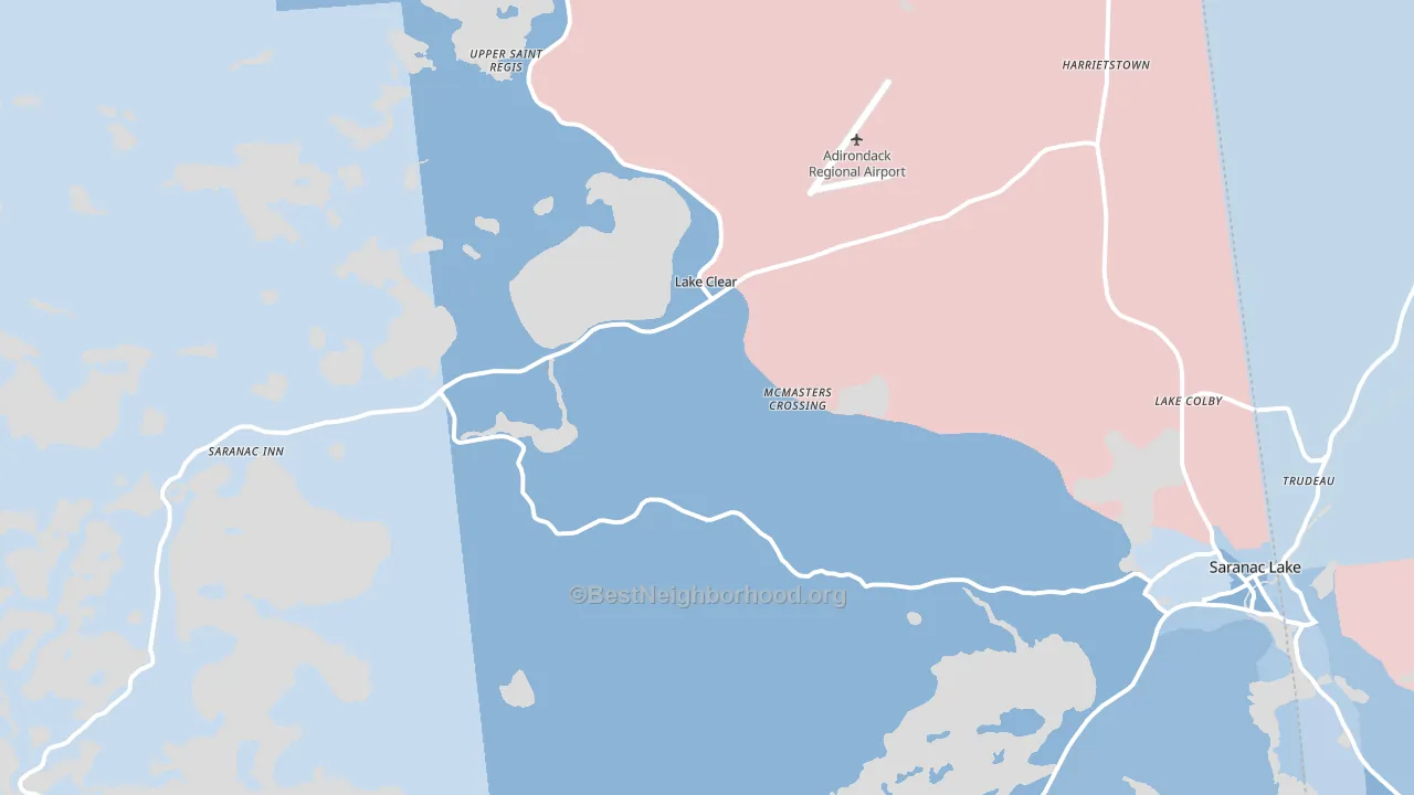 Lake Clear, NY block-group political-lean map